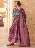 Georgette Purple Traditional Wear Printed Saree